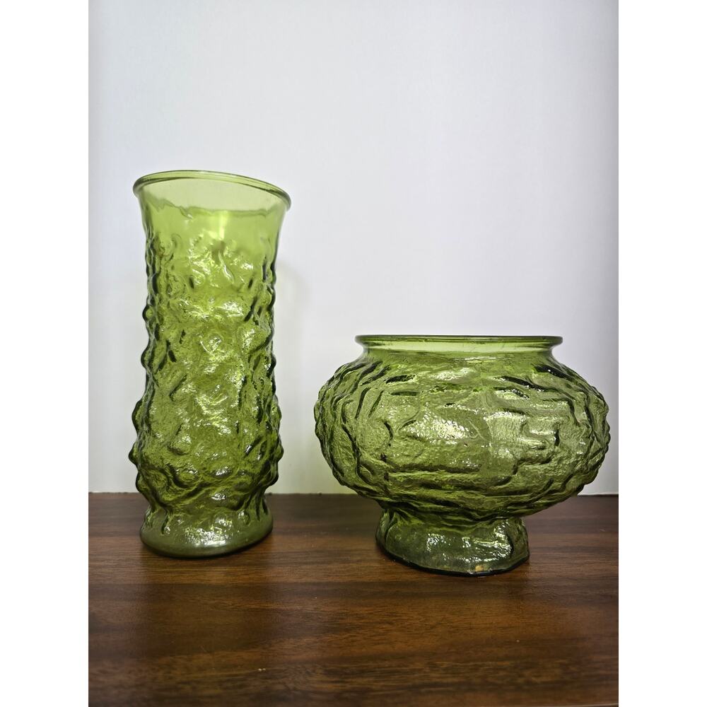 Vintage Pair of EO Brody Crinkle Vases